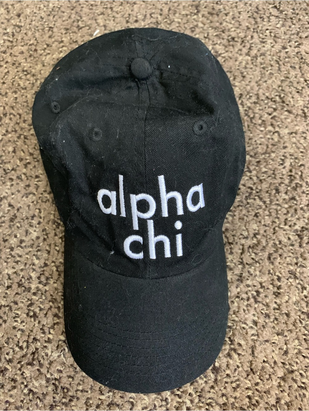 Alpha Chi Black Embroidered Baseball Cap